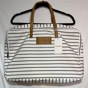 NWT Cozy Earth Reusable Striped Canvas Tote Bag Shopping Travel Grocery Cotton
